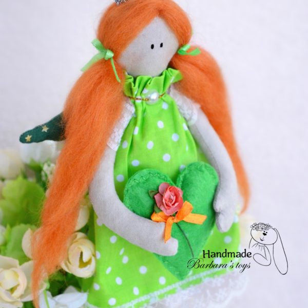 Sunny Princess Doll handmade fabric toy with orange hair and crown